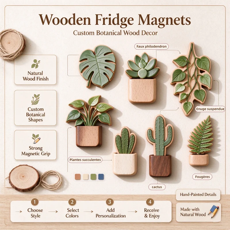 Cheaper Custom Printing Fridge Magnets Custom Shape Magnetic Decoration Round/Square Wood Blank Fridge Magnets Strong Backing