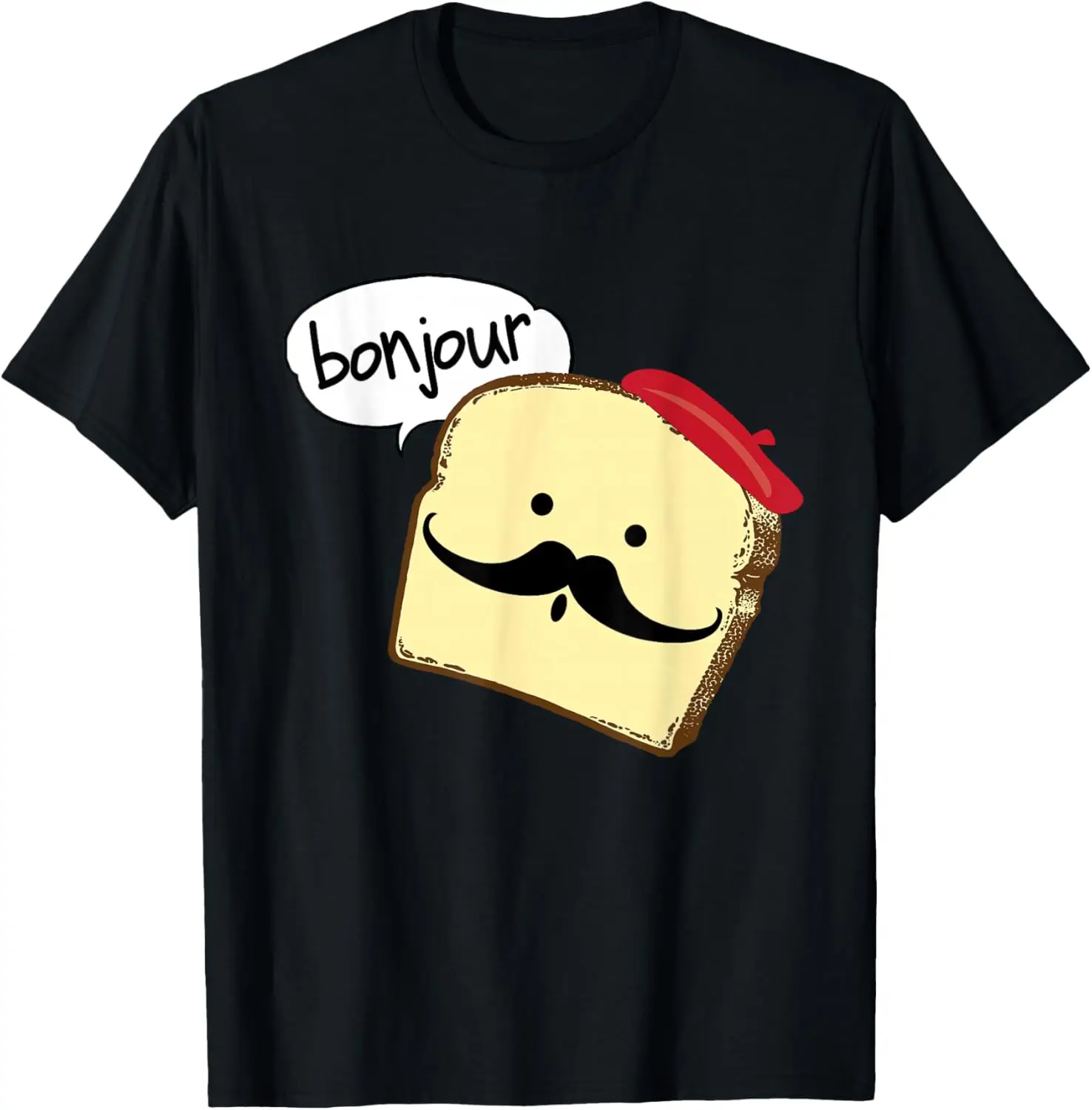 

Bonjour French Toast Funny Foodie Pun Graphic T-Shirt Men Fashion Cotton Tee Trip