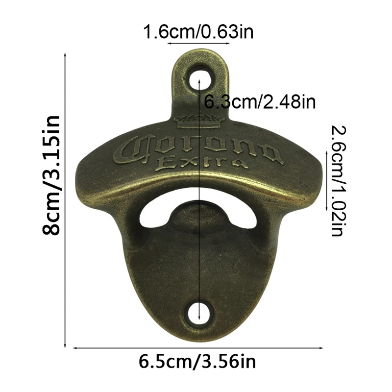 1Pcs 빈티지 맥주 병따개 크리 에이 티브 벽 마운트 고정 맥주 병따개 코로나 아연 합금... - 1