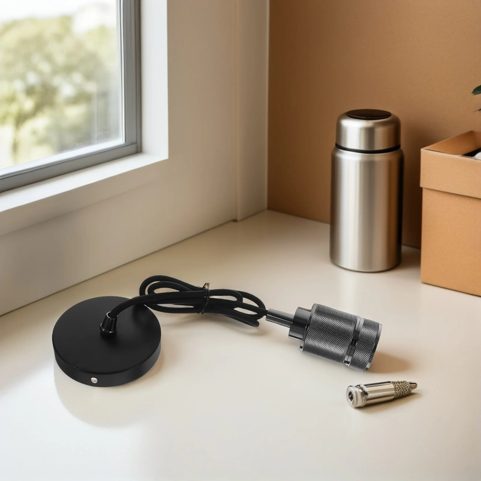 

Vintage Decorative Lamp Base: Black Metal E27 Pendant Light Socket For Dining Room Cafe Clothing Store Industrial