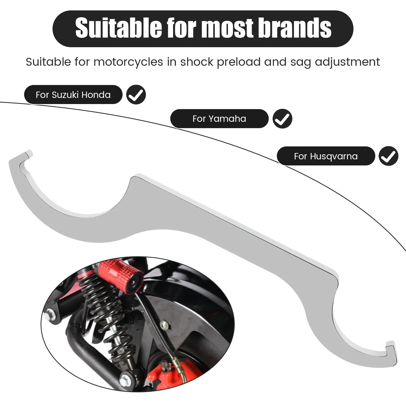 Motorcycle Shock Wrench Carbon Steel Shock Spanner Wrench Rustproof Motorcycle Suspension Adjustment Tool Double End Motorcycle