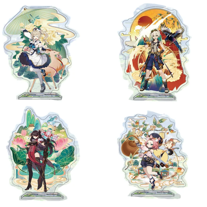 Juego Yuanshen 16cm soporte personaje de dibujos animados Barbara Bennett Rosaria Mona soporte acrílico decoración de escritorio modelo colección de regalos