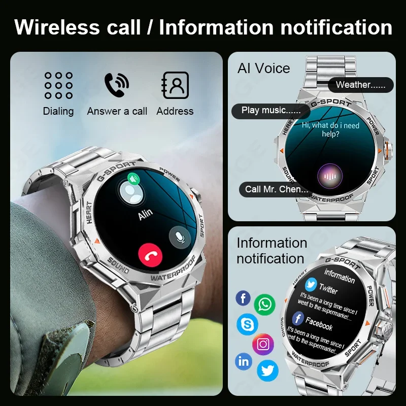 LIGE 466*466 HD Screen Smart Watch Heart Rate Monitoring Smartwatch Bluetooth Call Waterproof Sport Men Bracelet For Android IOS