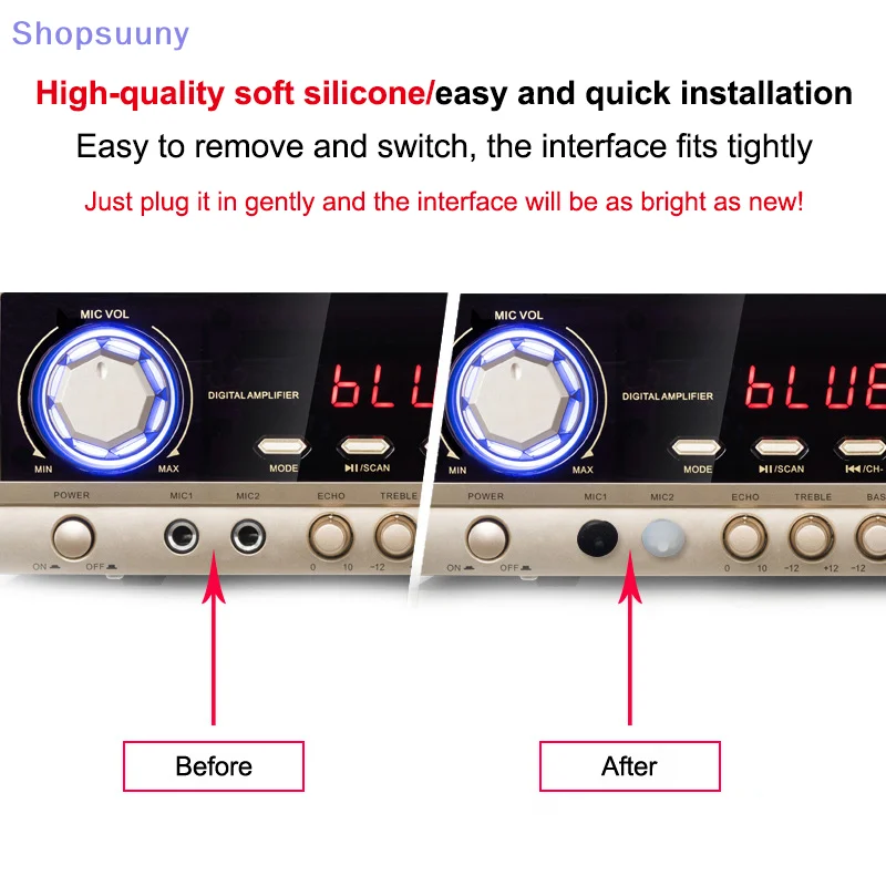 [SU]5/10Pcs Silicone Rubber Anti Dust Plugs Interface Dustproof Cover For 6.35mm Audio Jack PC DVD Microphone Socket Accessories