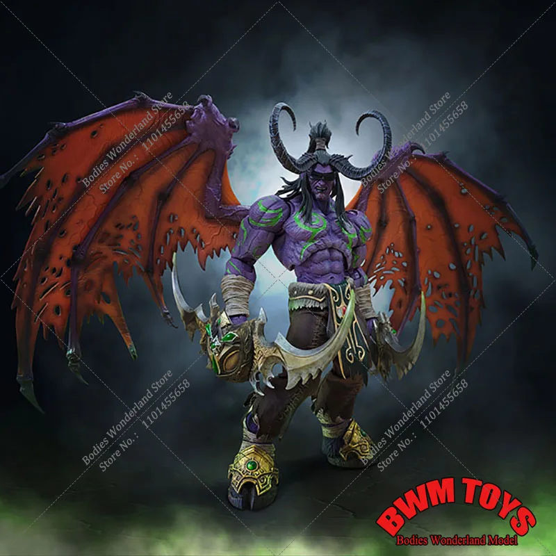 In Stock WOW HEROTOYS 24cm Illidan Stormrage Demon Hunter Elf Yudean Full Set Action Figure Model Toys