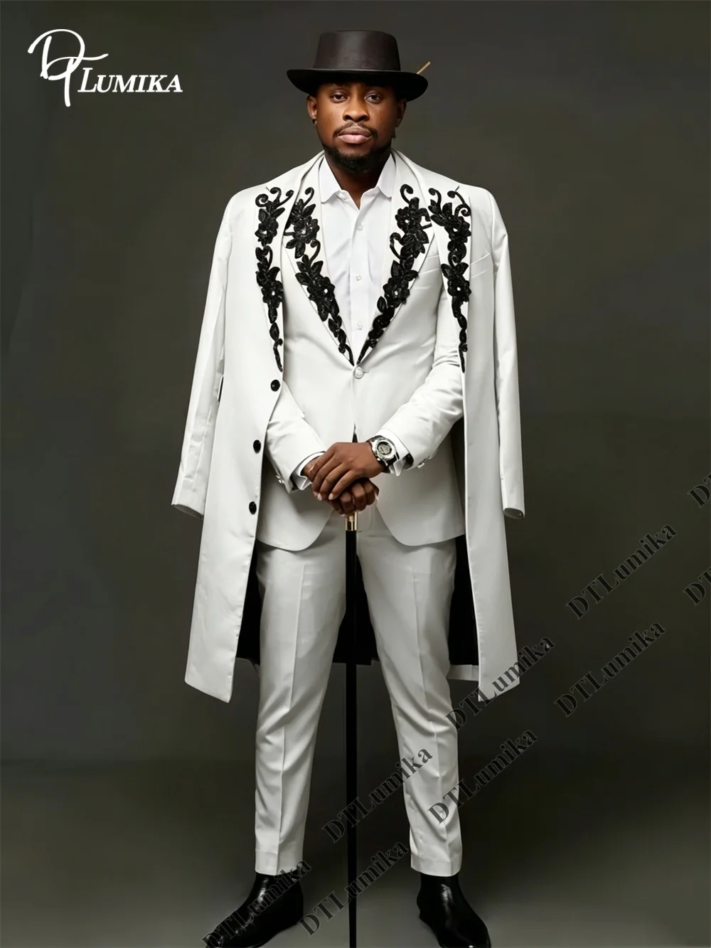 

Extraordinary Bespoke Men’s Suit Embellished Long Coat Jacket Pants Set Formal Events Luxury Suits Tailored Fitting Men Tuxedo