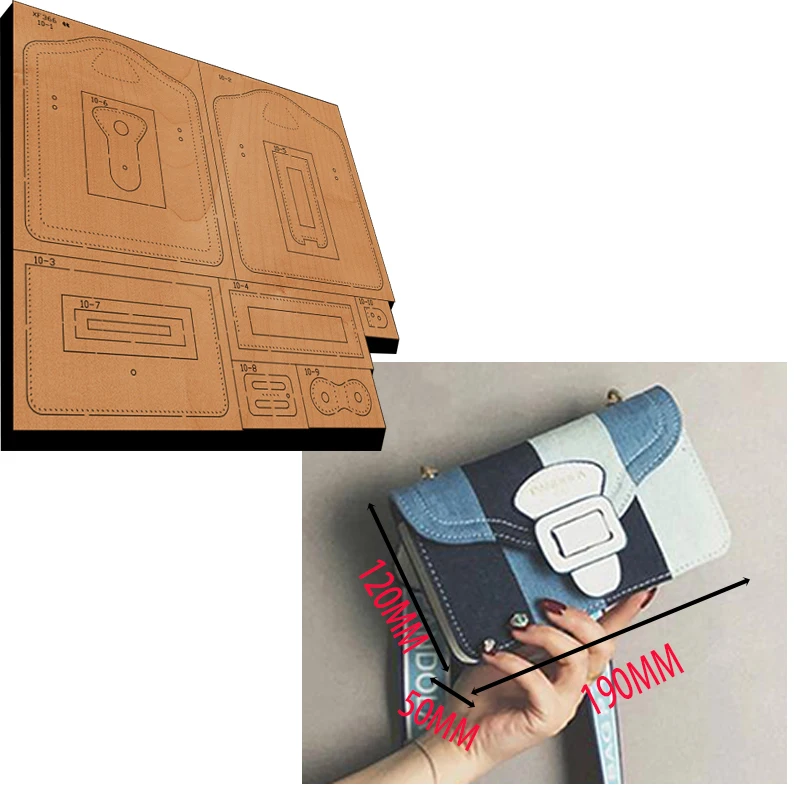 Crossbody Bag Die Cut Wooden Mold XF366, Hand Template DIY Handmade Leather Craft Processing Tool