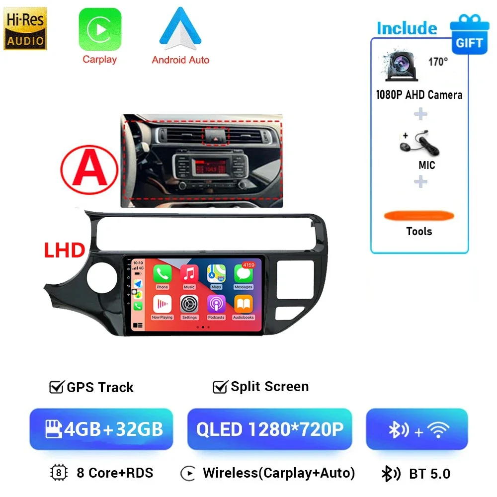 Android 16 Autoradio voor KIA K3 RIO 2011 2012 2013 2014 2015 Multimedia Speler 2 Din Carplay Stereo GPS Wifi DVD Luidsprekers 4G - afbeelding 1