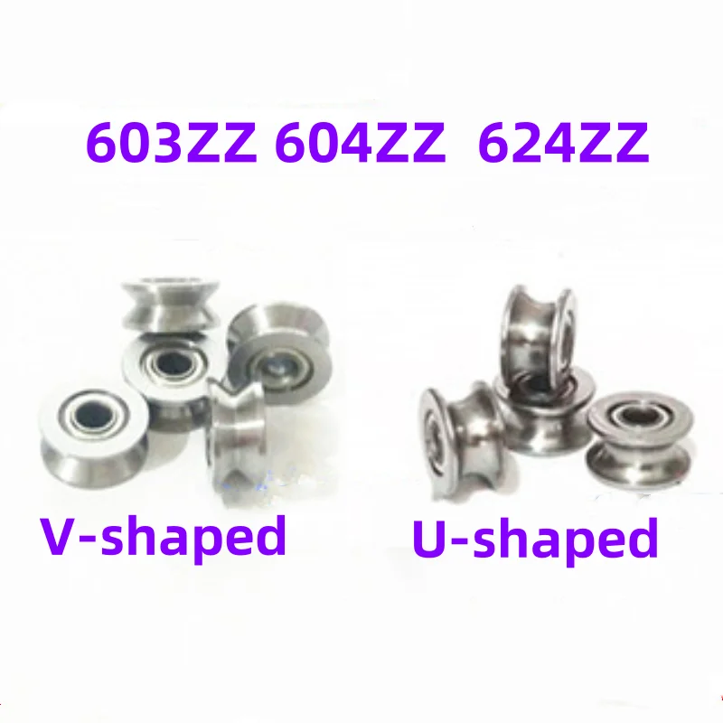 Micro U-groove V-groove bearing through pulley bearing U-shaped 603ZZ 604ZZ  624ZZ   V-shaped  603ZZ 604ZZ  624ZZ