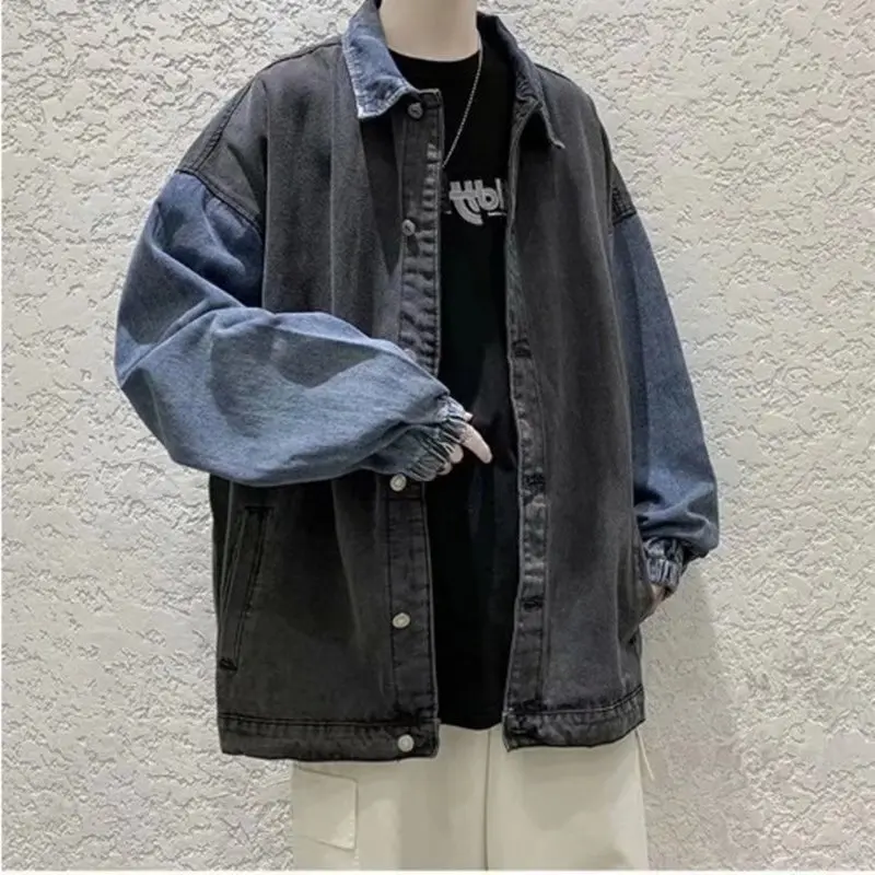 Spring Autumn Men Denim Jackets Korean style Male Coat Retro Streetwear Patchwork Casual Couple Jacket Ins Tide Jackets Denim