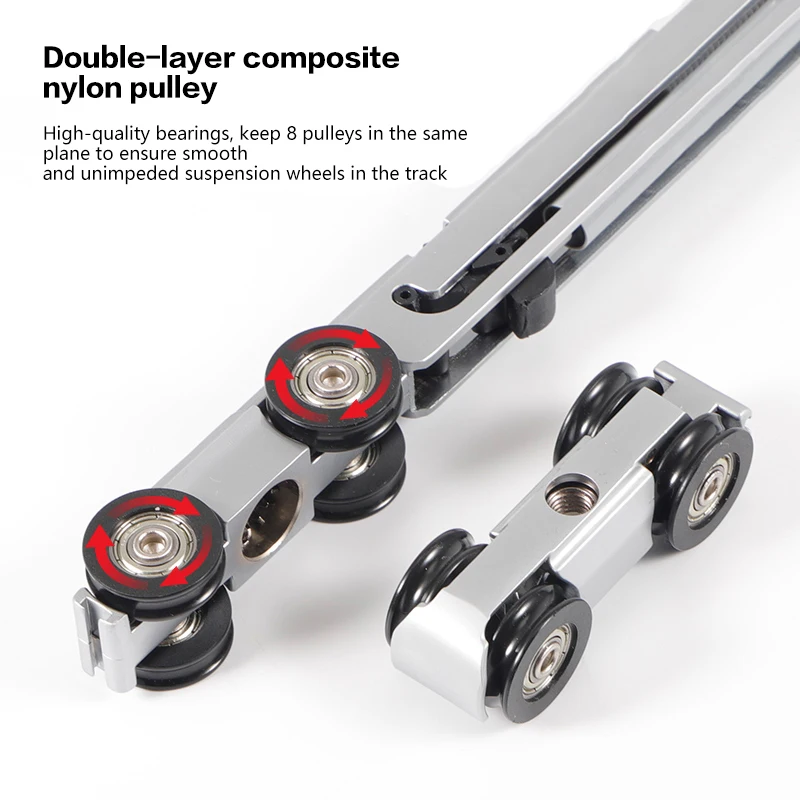 Summit Wood Aluminum Sliding Door Hardware Reverse Sync Overhead Track Two Way Soft Close Buffer For Office Shop Kitchen Doors