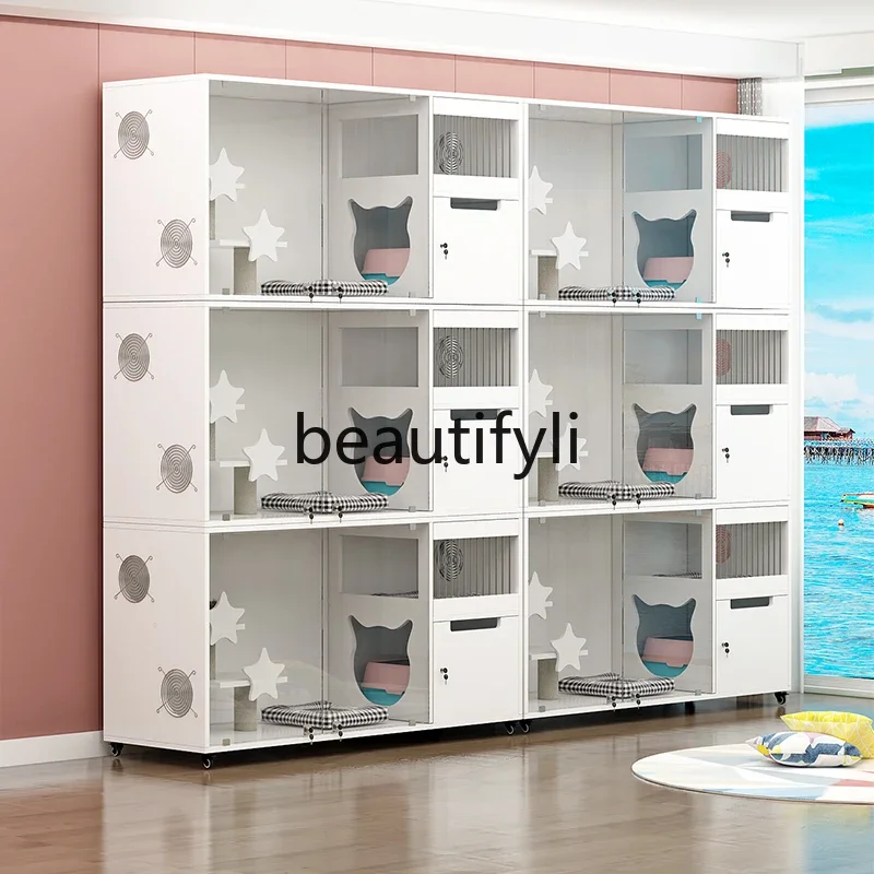 1*Cat Villa Extra Large Free Space Integrated Cat House Home Indoor Two-story Cat House Light Luxury