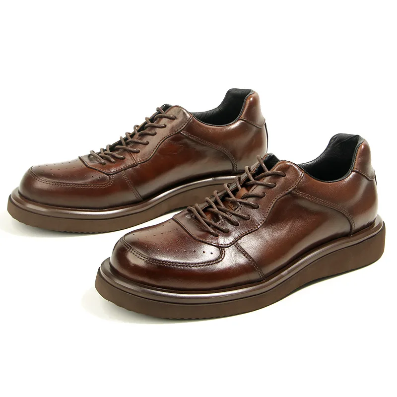 

Waxed Horseskin Casual Men's Shoes,all Leather Sports Shoes High-quality Sneakers