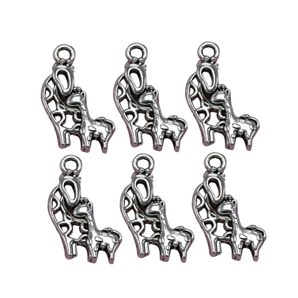 20pcs Giraffe Charm Pendant DIY Silver Alloy Jewelry Diy Charm Pendant Set Making Pendants Accessories Gift Ideas