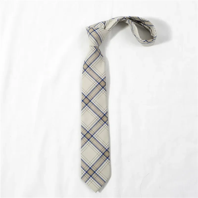Japanese High School Student Uniform Ties 7CM Plaid Cotton Neckties for Man Women Daily Dinner Party Accessory Tie Birthday Gift
