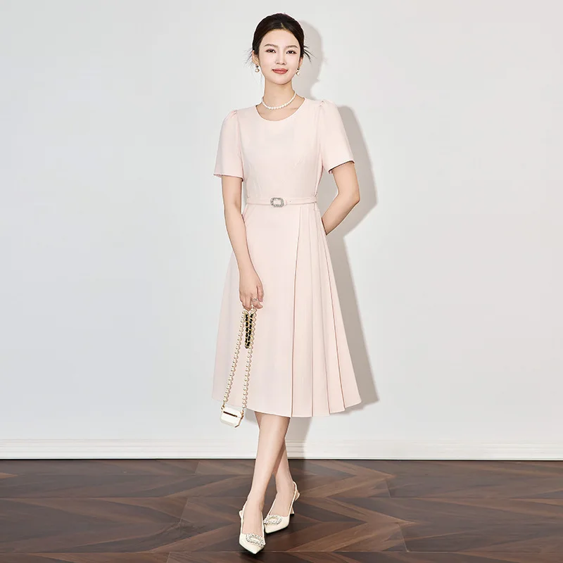 

2502807 -Shenzhen Nanyou High-End Exquisite Elegant Draped Waist Slimming Dress Women New Style