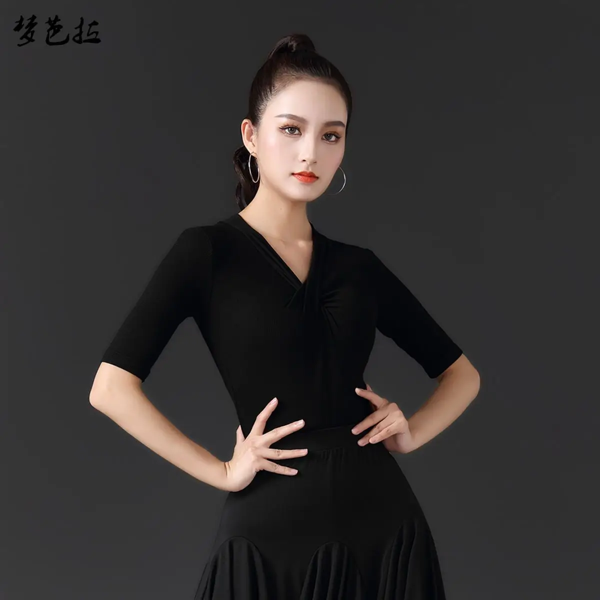 Latin Dance Clothing Spring Summer New Top National Standard Modern Dance Slim Fit  Practice Clothing Adult Female