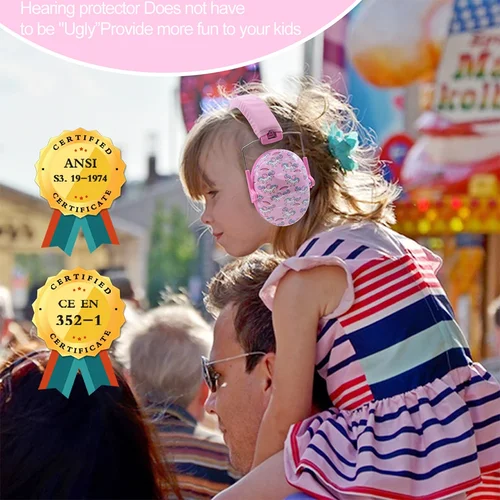 Imagen 2 del producto ZOHAN Orejeras para niños Protectores auditivos de seguridad Reducción de ruido pasiva NRR25dB Auriculares de dibujos animados de unicornio para niños pequeños
