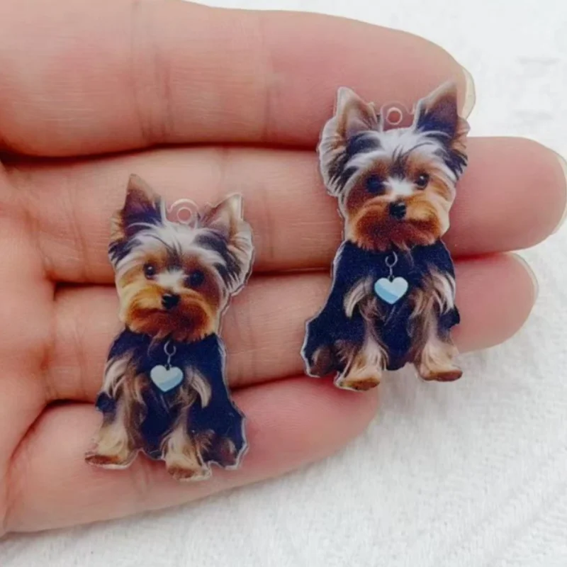10 pieces of resin cartoon small dog animal pendant bracelet necklace earrings DIY jewelry making accessories view 3