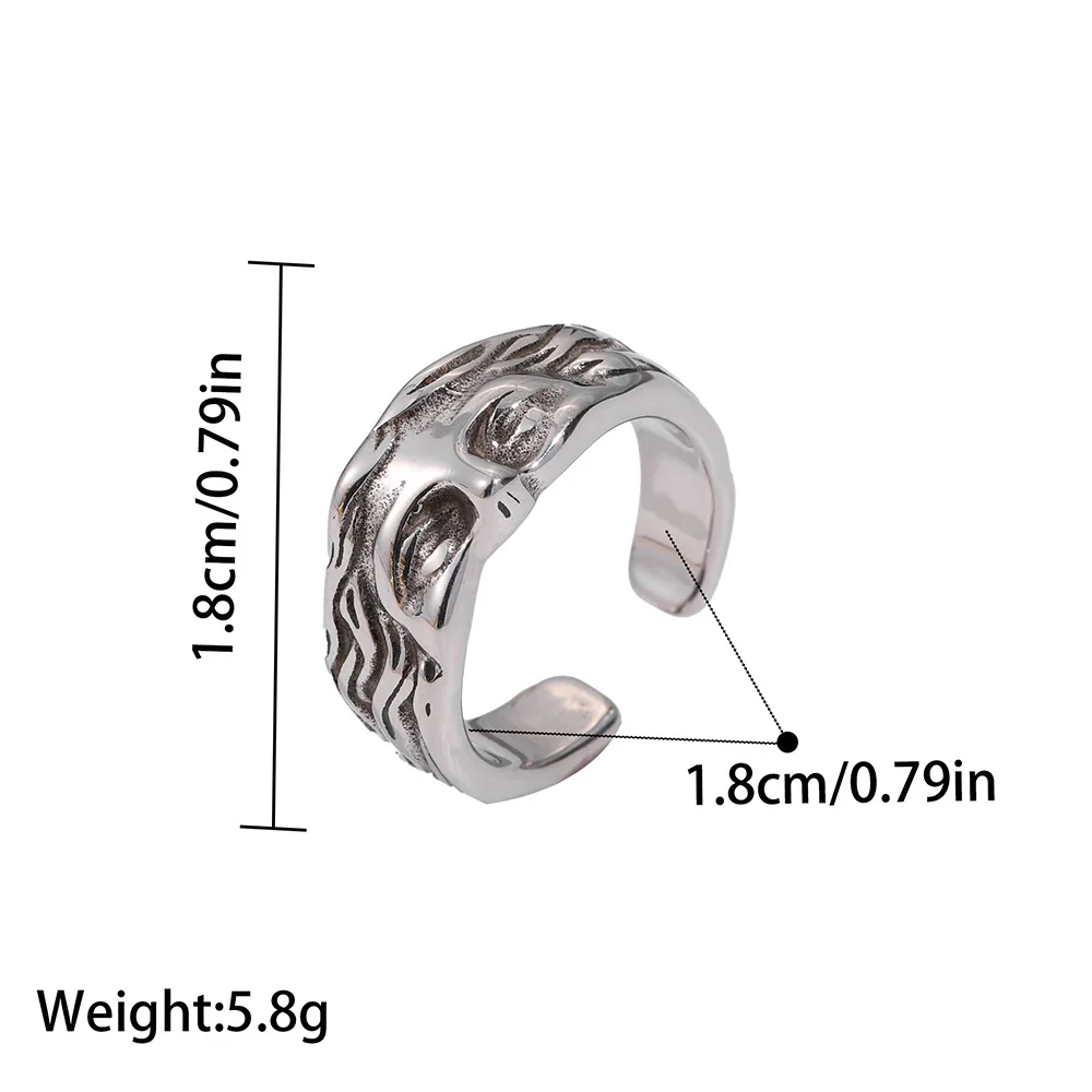 MEYRROYU Stainless Steel Face Masque Men Ring Lady Gothic Personalized Adjustable Rings Vintage Metal Gladiator Masque Arcane