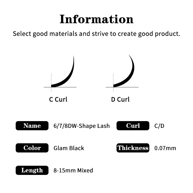 Winky Beauty Soft 6DW/7DW/8DW Automatic Flowering Natural 0.07 C/D Curl Lashes Eyelash Extension Individual Lash Supply