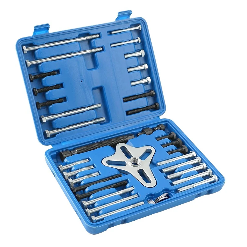 

46Pcs Harmonic Balancer Puller Kit Power Steering Pulley Puller Installer Tool Set Steering Wheel Flywheel Puller Tool