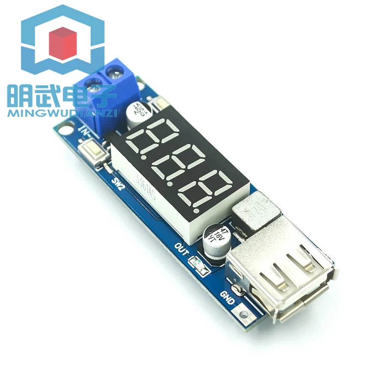DC-DC step-down Power Supply Module Car Battery Voltmeter + 5V USB Charging Mobile Phone