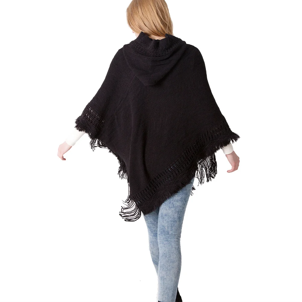 

1Pcs Solid Color Hooded Scarf Large Knitted Shawl Acrylic Warm Durable for Autumn Winter Large Scarf Knitted Shawl