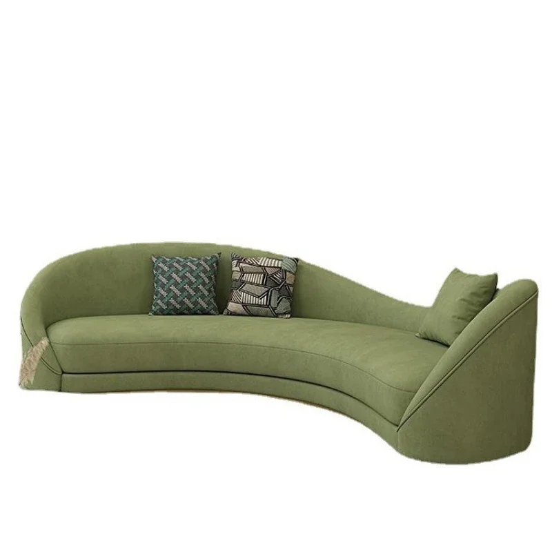 

living room fabric curved s ofa, small apartment multi-person sofa coffee table, simple office negotiation s ofa