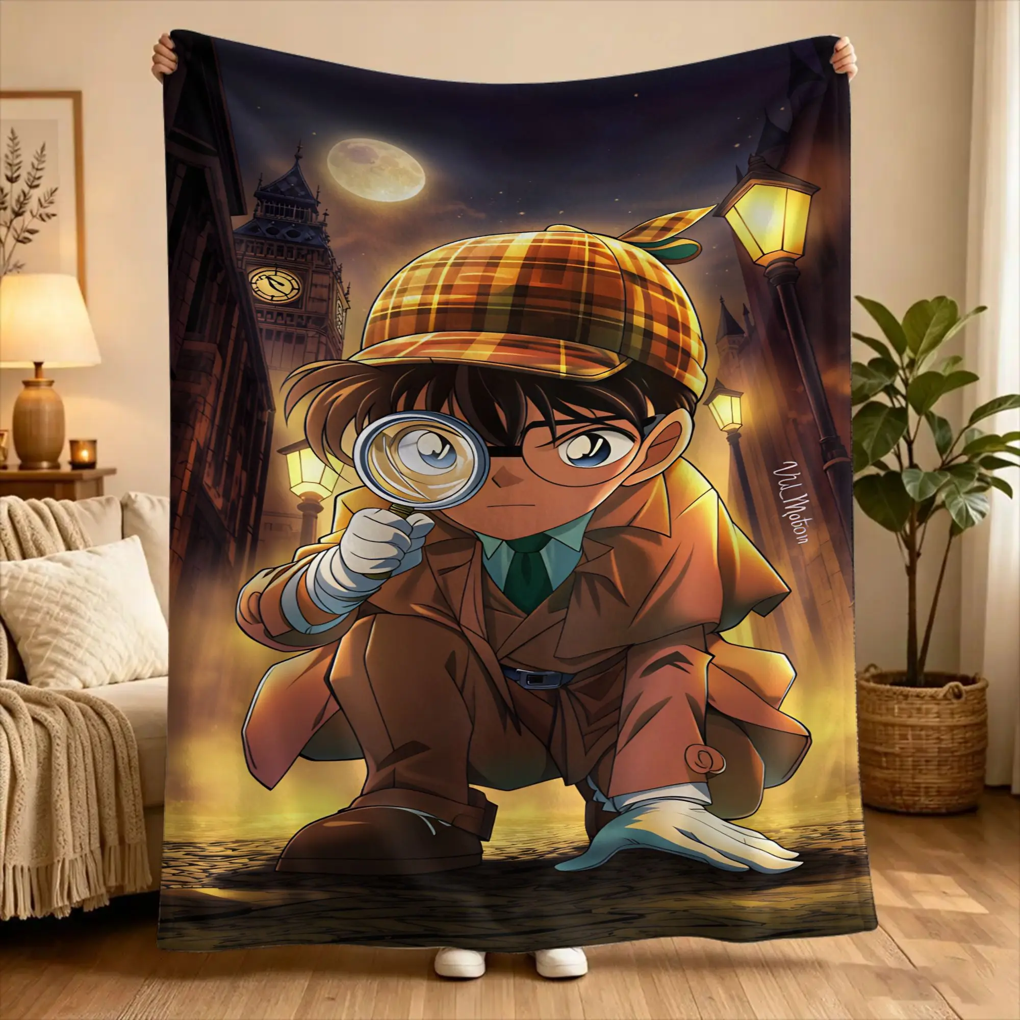 D-Detective C-Conan Blanket  Warm Soft Fluffy Plush Throw Blanket For Bedroom Travel Flannel Bedspread Bed Cover