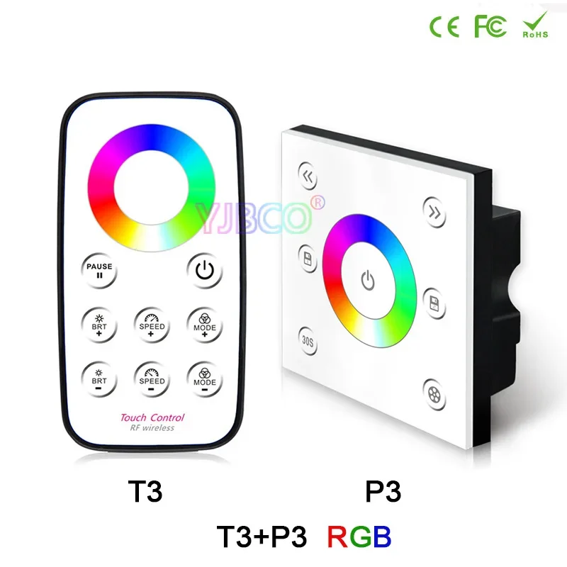86 Touch panel Single-Zone dimming/CCT/RGB/RGBW LED Strip Light Controller wireless remote DC12V 24V Lamp Tape Switch