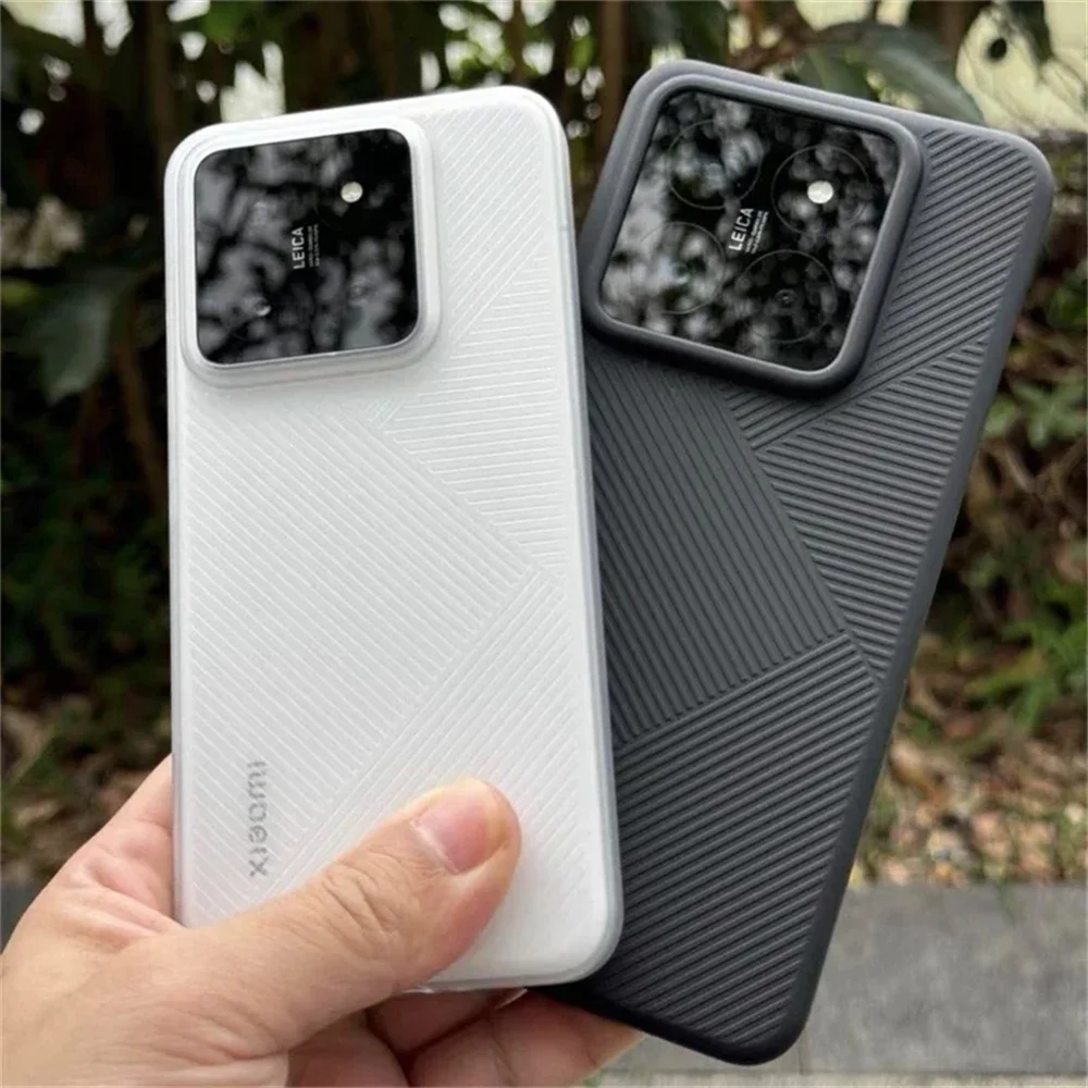 حافظة هاتف هندسية لهاتف Xiaomi 15 Pro حافظة لهاتف Xiaomi Mi 14 13 شريط شفاف غير لامع نحيف PP غلاف من السيليكون ممتص للصدمات أنيق بسيط