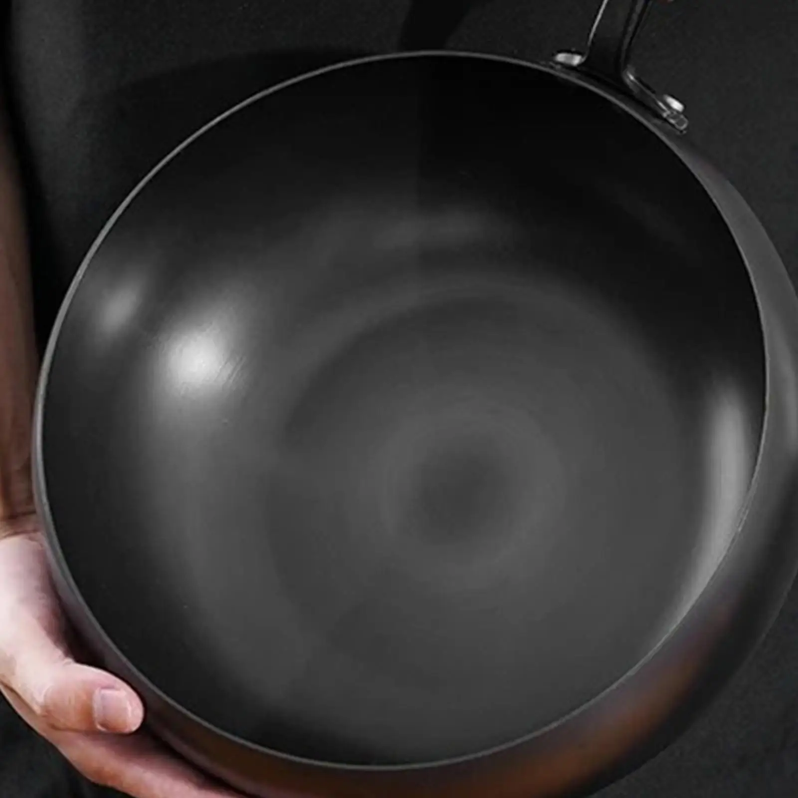 Nonstick Wok Pots No Coating Uncoated Boiling Pans Cookware with Hanging Hook Round Bottom Wok for Camping Home Hotel Universal