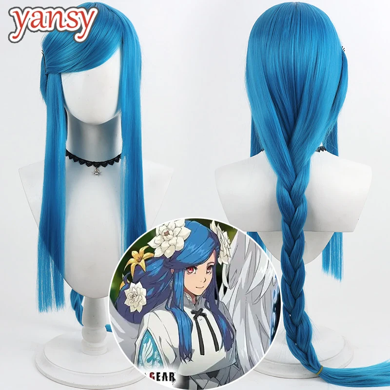Yansywig Synthetic Hair Dizzy Cosplay Wigs Game Guilty Gear Dizzy 80cm Long Straight Halloween Blue Braided Wig Heat Resistant