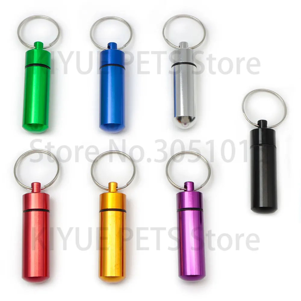 Wholesale 100Pcs Dog Pendant Name ID Tags Waterproof Aluminum Pill Case Personalized Holder Container Keychain Medicine Box - view 4