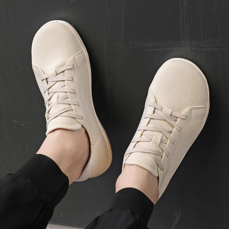 

Men's and Women's Barefoot Shoes Wide Version Simple Walking Sports Shoes Lace Up Outdoor Lightweight Casual Running Shoes