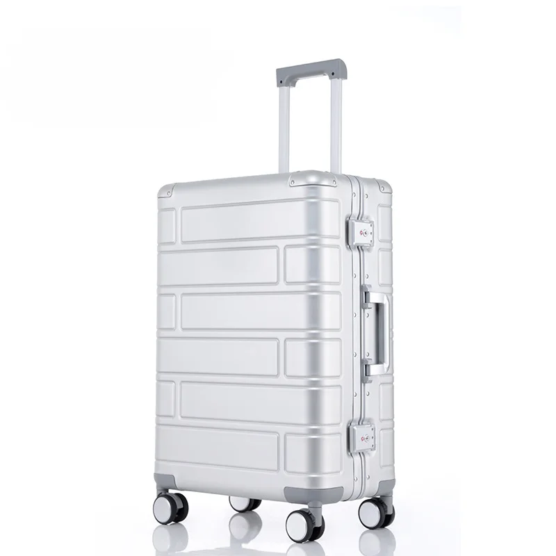 Hoge Kwaliteit Aluminium Reisbagage Groot Formaat Mute Wielen Zakelijke Combinatie Slot Reiskoffer Handbagage Valises