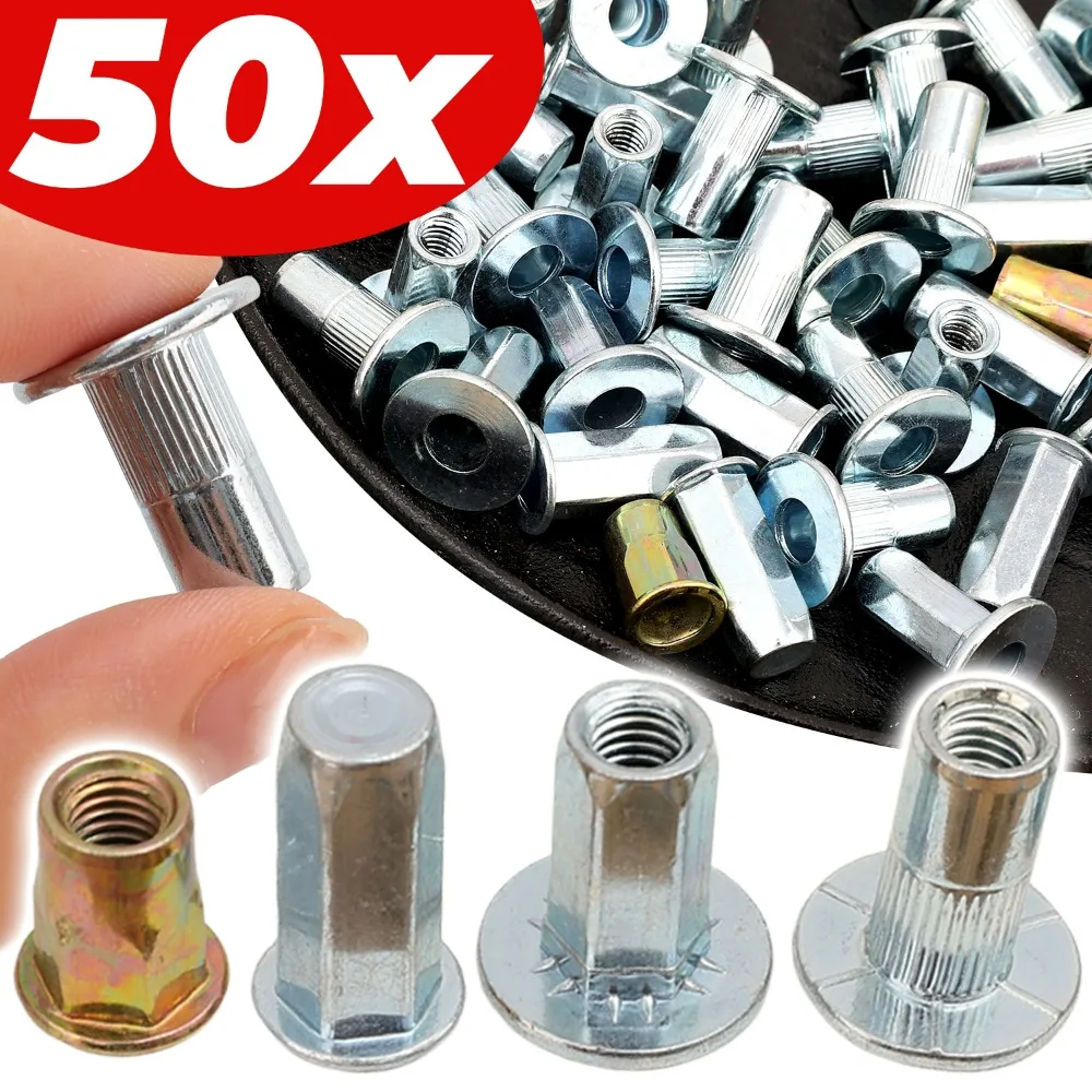 

M6 Nut License Plate Mounting Hardware Kit Universal Car Bumper Fastener Clips Iron Galvanized Rivet Nutsert Replaceable Parts