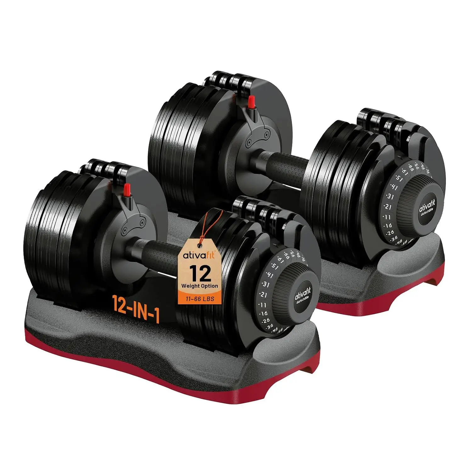 Adjustable Dumbbells Set, 66LB Quick Adjust Free Weights with Double Safety Lock & Anti-Slip Steel Handle, Space, Custom