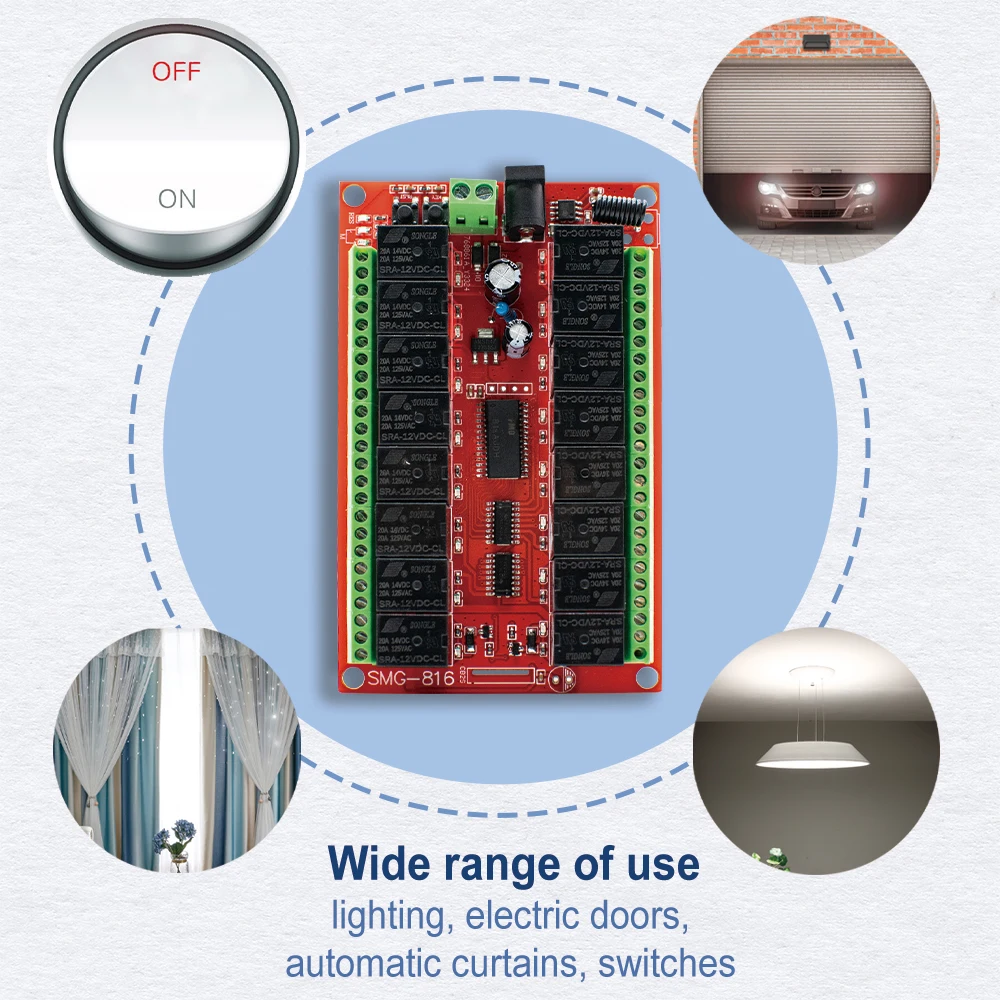 DC 12V 24V 16 Channel 16CH Relay RF Switch Remote Control Transmitter Receiver 433.92Mhz