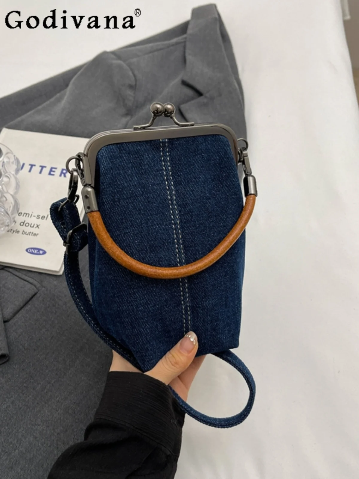 Fashion Denim Mobile Phone Crossbody Bags Classic Sweet Commuter Female Tote Versatile Shoulder Bag