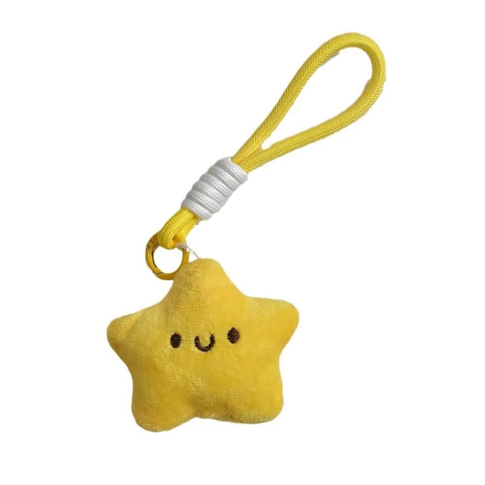 Cute Friendship Squeezing Keychain Smile Cartoon Star Keychain Bag Hanging Key Ring Star Pendant with Lanyard Graduation Gifts