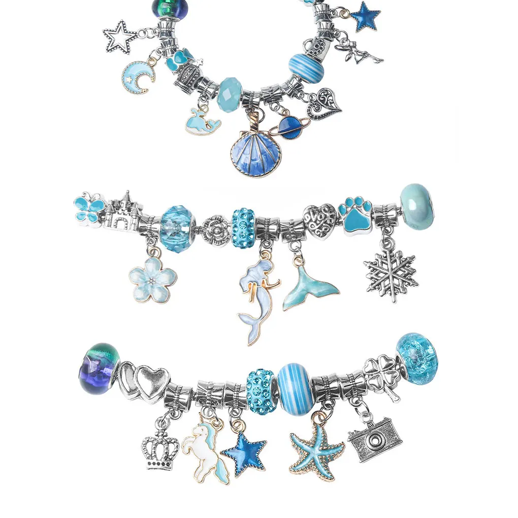 Bracelet Necklace Anklet Making Kit Alloy Jewelry DIY Beads Pendants Set Festival Christmas Gift Handicraft Accessory