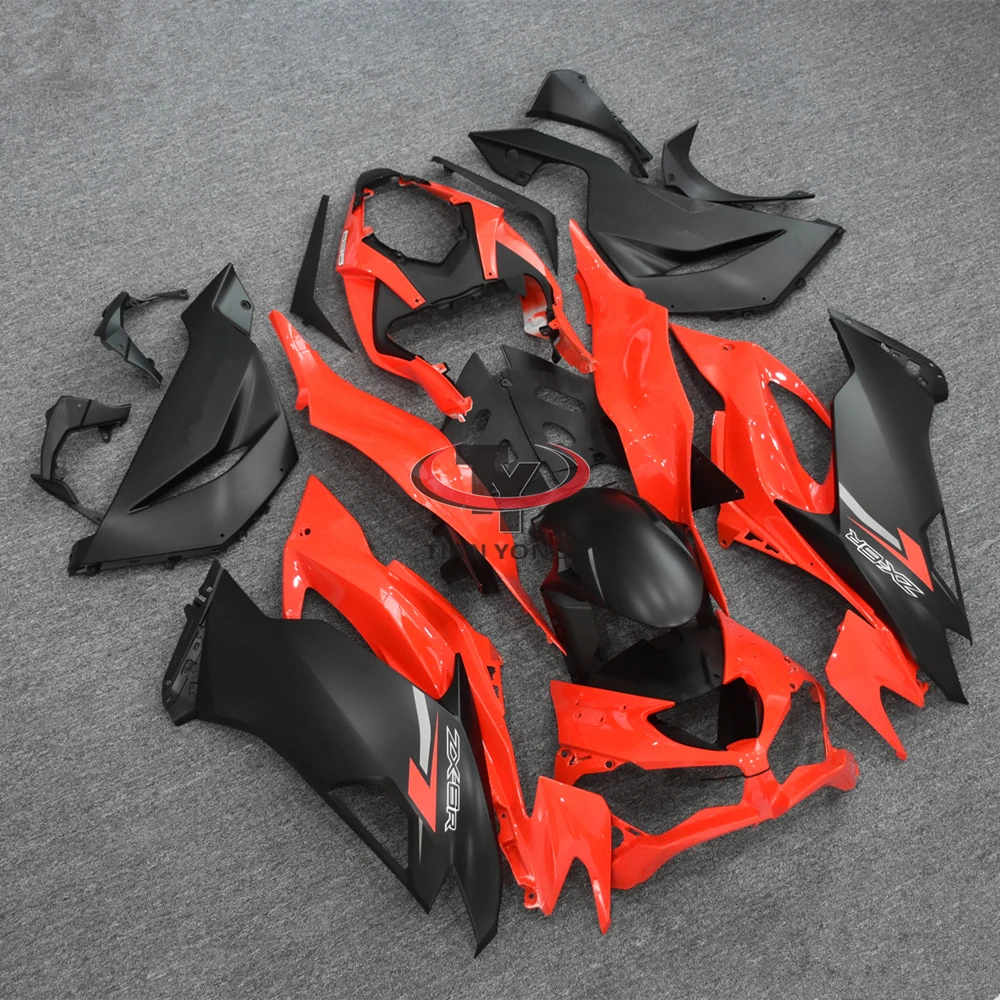 Matte black print and glossy red Bodywork Full Fairing Kit Injection Cowling For Kawasaki ZX6R 636 2019-2020-2021-2022-2023