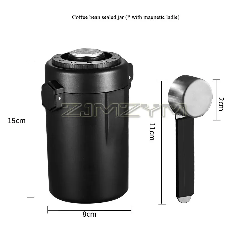 2-Layer Coffee Beans Sealed Canister 600ML Coffee Bean Storage Jars Stainless Steel Food Container With Humidity Monitor Scoop