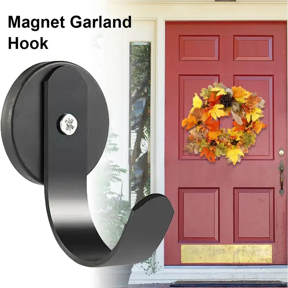 

New Magnetic Hooks Home Kitchen Workplace Front Door Strong Hanging Black Wreath Organizer For Refrigerator Grill Kitchen K X3F8