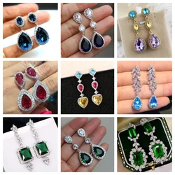 Shiny Zircon Wedding Hanging Earrings with High Grade Temperament Geometric Cubic Zirconia Quality Women's Luxury Jewelry