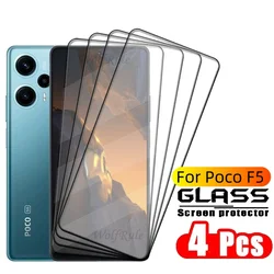 4pcs For Poco F5 Glass Xiaomi Poco F5 PocoF5 F 5 Tempered Glass Protective Film Full Cover Glue 9H HD Screen Protector Poco F5