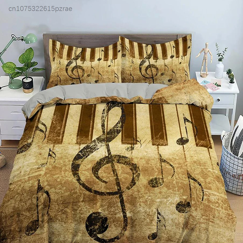 Musical Note Bedding Set 3pcs Music Theme Quilt Cover King/Queen Size Fashionable Psychedelic Soft Duvet Cover With Pillowcase