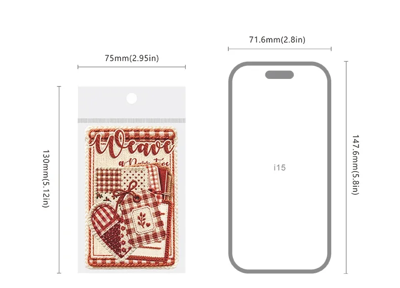 JIANWU Vintage Weave Label Relief Landscape Material Collage Scrapbooking Sticker Creative DIY Journal Stationery